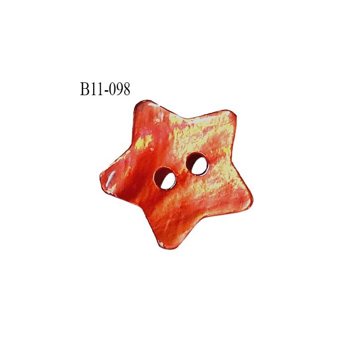 Bouton étoile nacre 11 mm couleur rouge 2 trous largeur 11 mm prix à la pièce