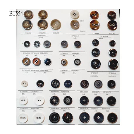 Plaque de 48 boutons très beaux diamètre de 16 à 26 mm pour création unique prix pour la plaque entière