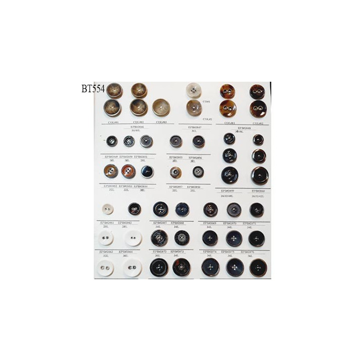 Plaque de 48 boutons très beaux diamètre de 16 à 26 mm pour création unique prix pour la plaque entière