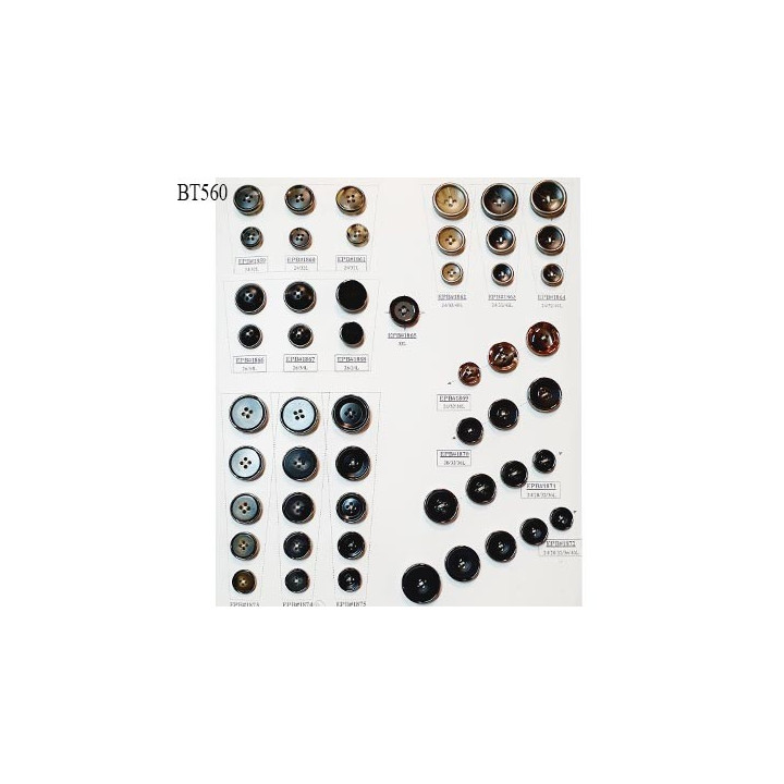 Plaque de 52 boutons très beaux diamètre de 15 à 25 mm pour création unique prix pour la plaque entière