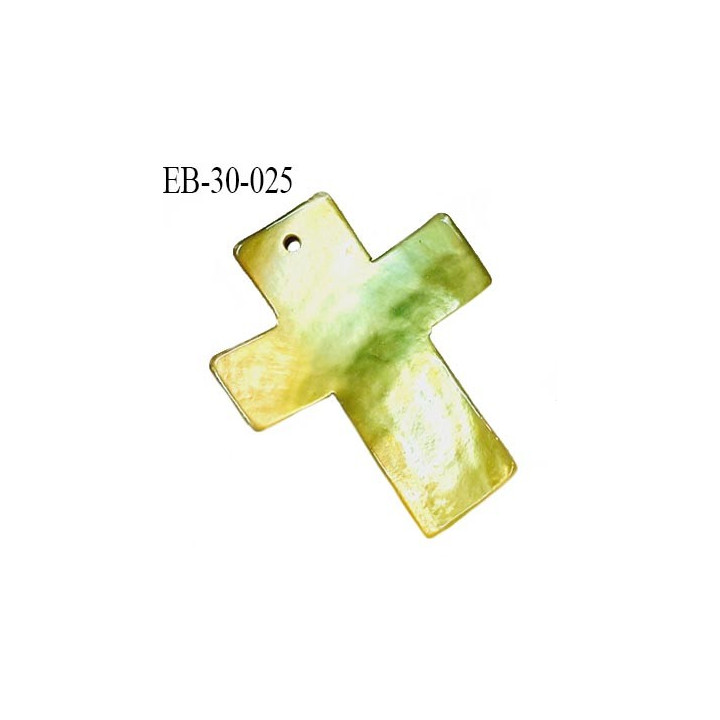 Pendentif croix en nacre couleur anis largeur 30 mm hauteur 38 mm prix à l'unité