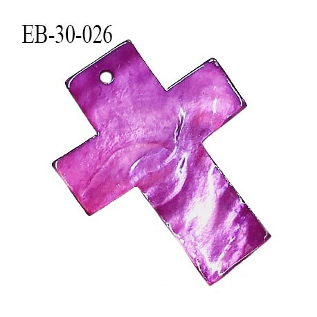 Pendentif croix en nacre couleur violet largeur 30 mm hauteur 38 mm prix à l'unité