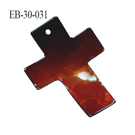 Pendentif croix en nacre couleur marron largeur 30 mm hauteur 38 mm prix à l'unité