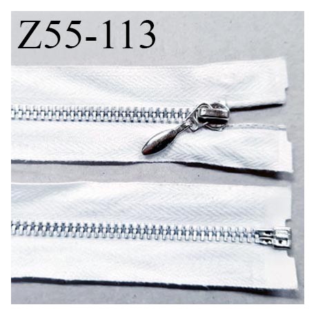 Fermeture zip 55 mm à glissière longueur 55 cm couleur naturel séparable largeur 3 cm glissière métal prix à la pièce