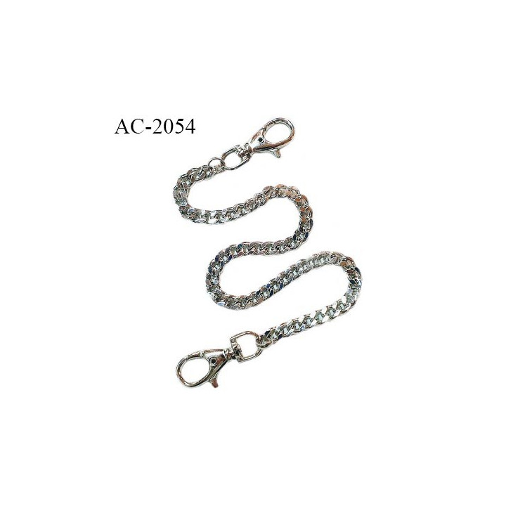 Accessoire décor chaîne couleur argent longueur 30 cm avec 2 attaches aux extrémités prix à l'unité
