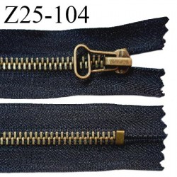 Fermeture zip 25 cm à glissière non séparable couleur noir zip métal couleur laiton longueur 25 cm largeur du zip 6 mm