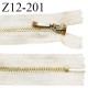 Fermeture zip 12 cm non séparable couleur beige chiné longueur 12 cm largeur 2.8 cm glissière métal couleur doré prix à l'unité