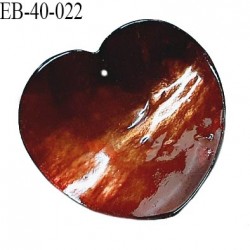 Pendentif coeur en nacre couleur marron largeur 40 mm hauteur 38 mm prix à l'unité