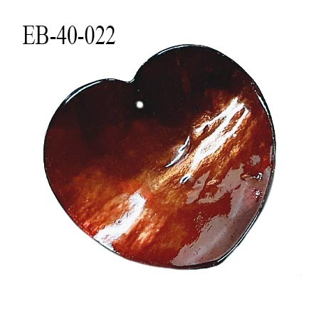 Pendentif coeur en nacre couleur marron largeur 40 mm hauteur 38 mm prix à l'unité