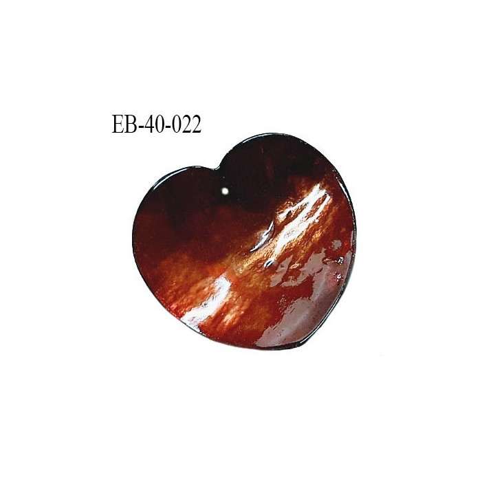Pendentif coeur en nacre couleur marron largeur 40 mm hauteur 38 mm prix à l'unité