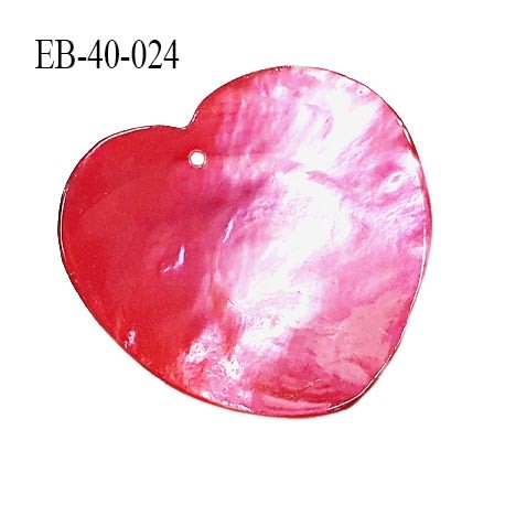 Pendentif coeur en nacre couleur rose largeur 40 mm hauteur 38 mm prix à l'unité