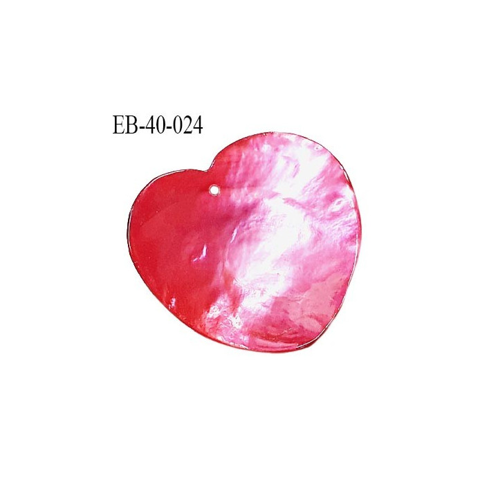 Pendentif coeur en nacre couleur rose largeur 40 mm hauteur 38 mm prix à l'unité