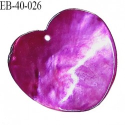 Pendentif coeur en nacre couleur violine largeur 40 mm hauteur 38 mm prix à l'unité