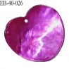 Pendentif coeur en nacre couleur violet largeur 40 mm hauteur 38 mm prix à l'unité