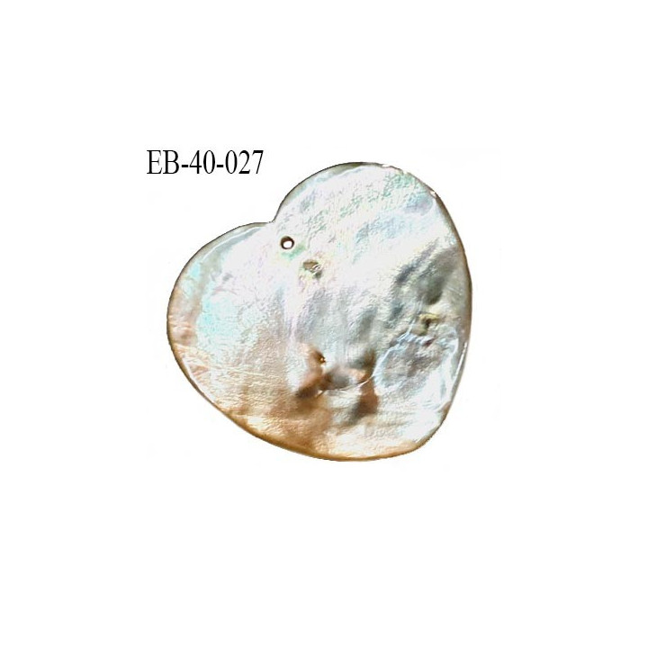 Pendentif coeur en nacre couleur naturel largeur 40 mm hauteur 38 mm prix à l'unité