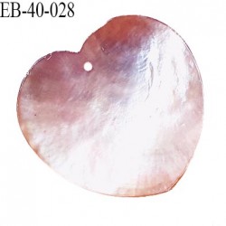 Pendentif coeur en nacre couleur rose pâle largeur 40 mm hauteur 38 mm prix à l'unité