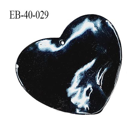 Pendentif coeur en nacre couleur noir largeur 40 mm hauteur 38 mm prix à l'unité