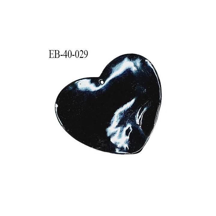Pendentif coeur en nacre couleur noir largeur 40 mm hauteur 38 mm prix à l'unité