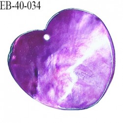Pendentif coeur en nacre couleur violet largeur 40 mm hauteur 38 mm prix à l'unité