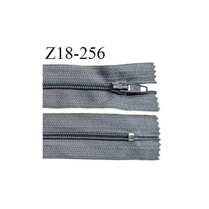 Fermeture zip 18 cm non séparable couleur gris largeur 2.7 cm zip nylon longueur 18 cm prix à l'unité
