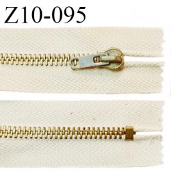 Fermeture zip 10 cm couleur beige longueur 10 cm largeur 3.5 cm non séparable glissière métal couleur laiton doré prix à l'unité