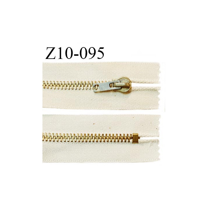 Fermeture zip 10 cm couleur beige longueur 10 cm largeur 3.5 cm non séparable glissière métal couleur laiton doré prix à l'unité