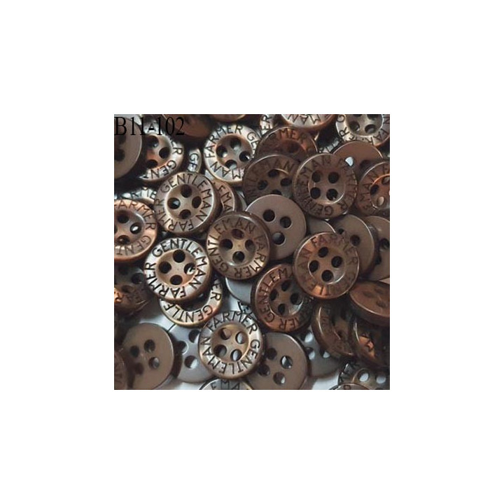 Bouton 11 mm très haut de gamme inscription Gentleman Farmer couleur marron 4 trous prix à la pièce