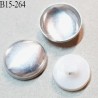 Bouton 15 mm métal alu sur socle pvc blanc avec crochet au dos diamètre 15 mm à recouvrir prix à l'unité