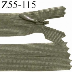 Fermeture zip 55 cm non séparable couleur kaki zip glissière nylon invisible largeur 5 mm prix à l'unité