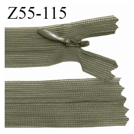 Fermeture zip 55 cm non séparable couleur kaki zip glissière nylon invisible largeur 5 mm prix à l'unité