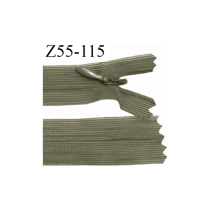 Fermeture zip 55 cm non séparable couleur kaki zip glissière nylon invisible largeur 5 mm prix à l'unité