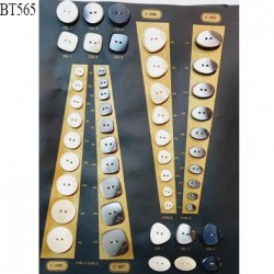 Plaque de 50 boutons très beaux pour création unique diamètre de 10 à 30 mm prix pour la plaque entière
