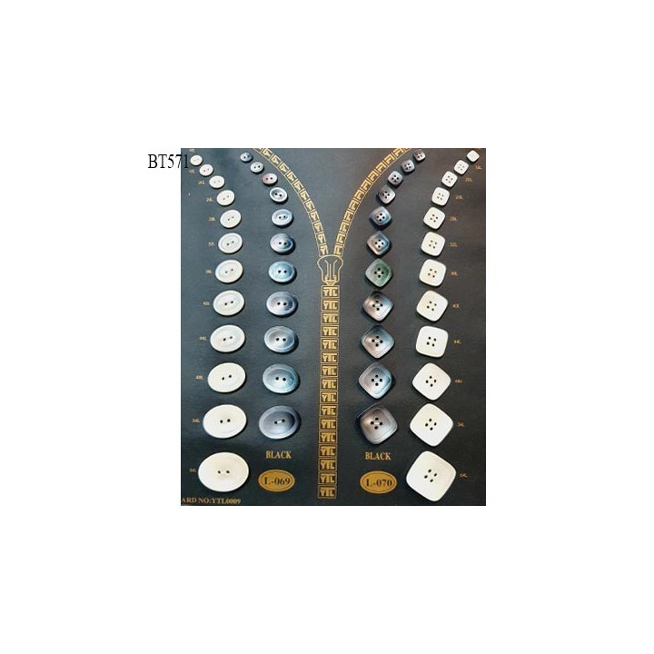 Plaque de 46 boutons très beaux pour création unique diamètre de 10 à 40 mm prix pour la plaque entière