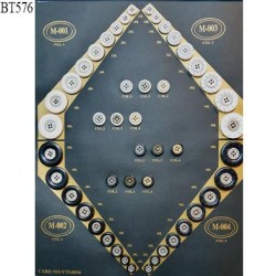 Plaque de 48 boutons très beaux pour création unique diamètre de 11 à 31 mm prix pour la plaque entière