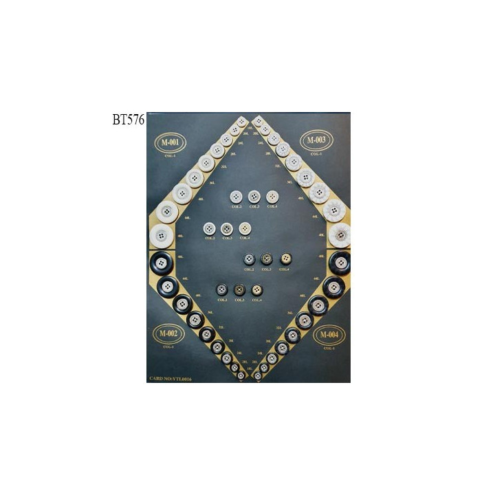 Plaque de 48 boutons très beaux pour création unique diamètre de 11 à 31 mm prix pour la plaque entière
