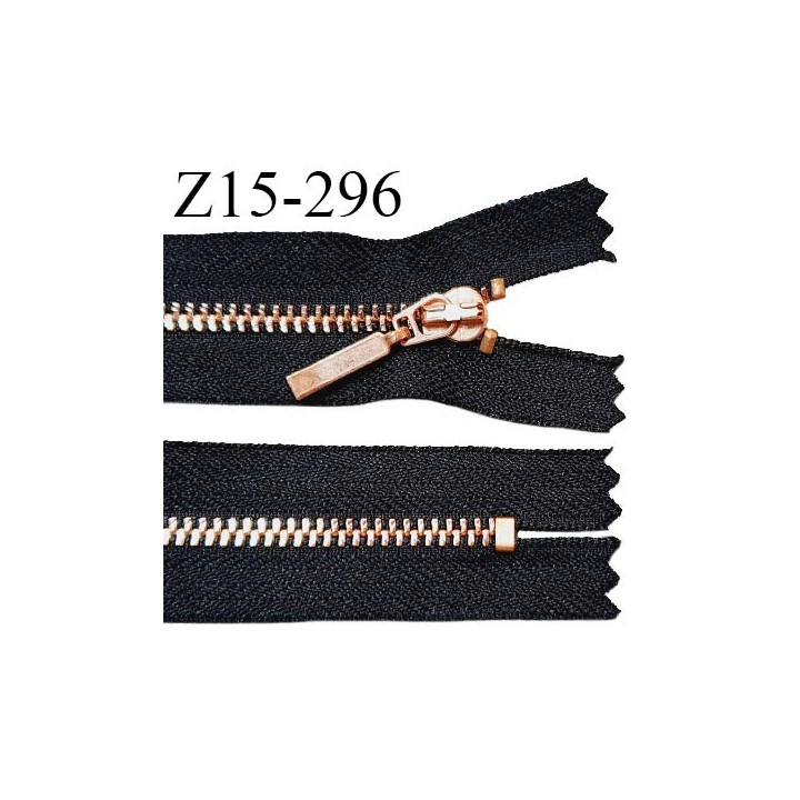 Fermeture 15 cm couleur noir non séparable zip glissière en métal couleur cuivre longueur 15 cm prix à l'unité