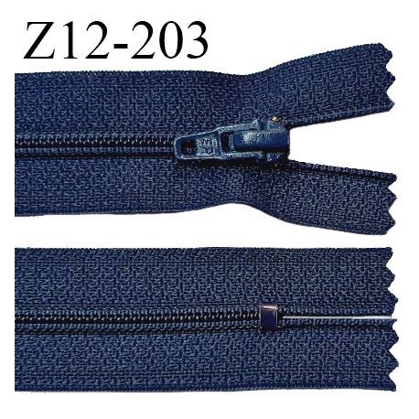 Fermeture zip 12 cm non séparable couleur bleu marine largeur 2.5 cm zip nylon longueur 12 cm largeur 4 mm prix à la pièce