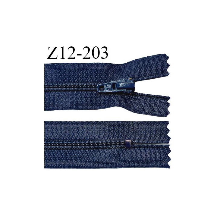 Fermeture zip 12 cm non séparable couleur bleu marine largeur 2.5 cm zip nylon longueur 12 cm largeur 4 mm prix à la pièce