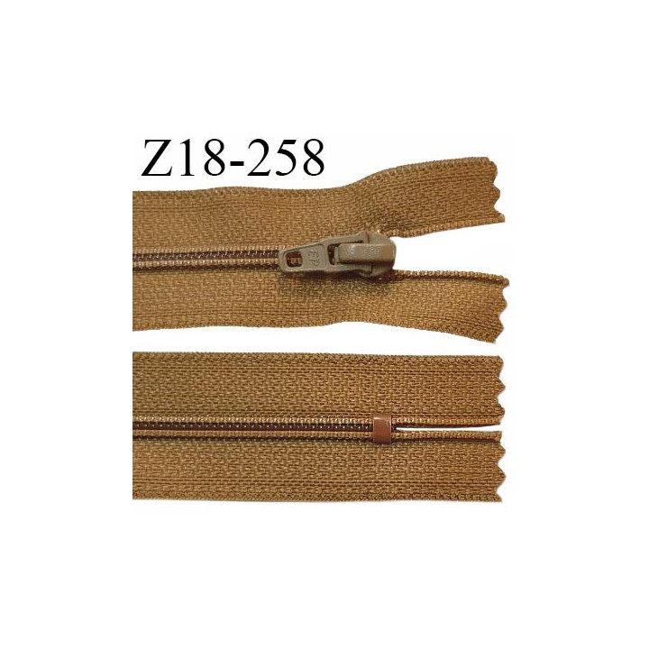 Fermeture zip 18 cm non séparable couleur caramel largeur 2.7 cm zip nylon longueur 18 cm prix à l'unité