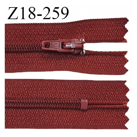 Fermeture zip 18 cm non séparable couleur rouge foncé largeur 2.7 cm zip nylon longueur 18 cm prix à l'unité