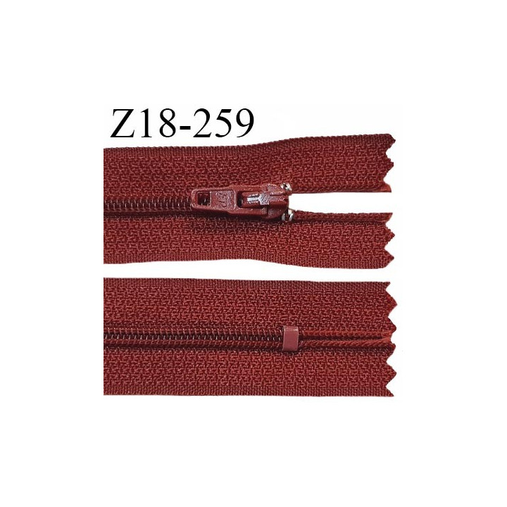 Fermeture zip 18 cm non séparable couleur rouge foncé largeur 2.7 cm zip nylon longueur 18 cm prix à l'unité