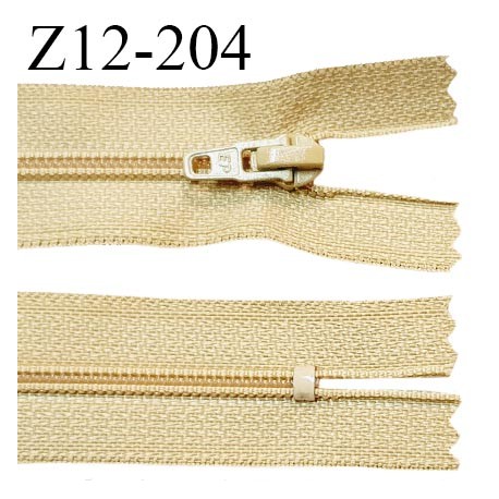 Fermeture zip 12 cm non séparable couleur beige largeur 2.5 cm zip nylon longueur 12 cm largeur 4 mm prix à la pièce