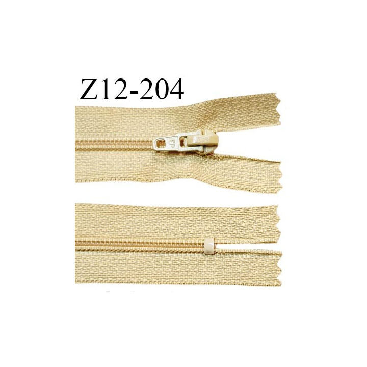 Fermeture zip 12 cm non séparable couleur beige largeur 2.5 cm zip nylon longueur 12 cm largeur 4 mm prix à la pièce