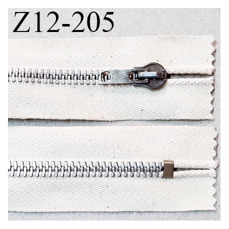 Fermeture zip 12 cm non séparable couleur écru chiné longueur 12 cm largeur 3.6 cm glissière métal couleur chrome prix à l'unité