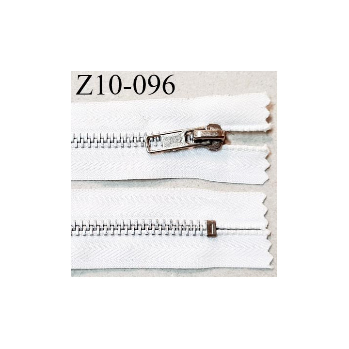 Fermeture zip 10 cm couleur blanc longueur 10 cm non séparable glissière métal couleur chrome prix à l'unité