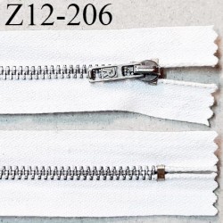 Fermeture zip 11.5 cm non séparable couleur blanc longueur 11.5 cm glissière métal couleur chrome prix à l'unité