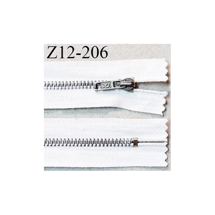 Fermeture zip 11.5 cm non séparable couleur blanc longueur 11.5 cm glissière métal couleur chrome prix à l'unité