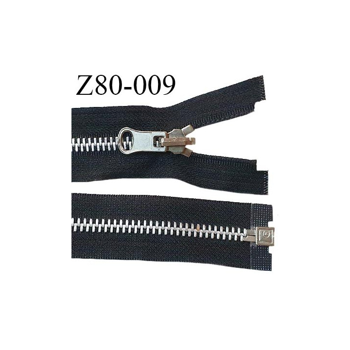 Fermeture zip 80 cm séparable couleur noir longueur 80 cm largeur 3.4 cm glissière en métal largeur 6 mm prix à la pièce