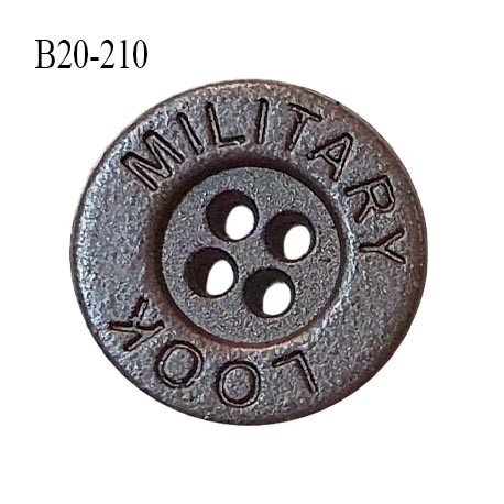 Bouton 20 mm en métal couleur bronze avec inscription MILITARY LOOK diamètre 20 mm épaisseur 3 mm prix à la pièce