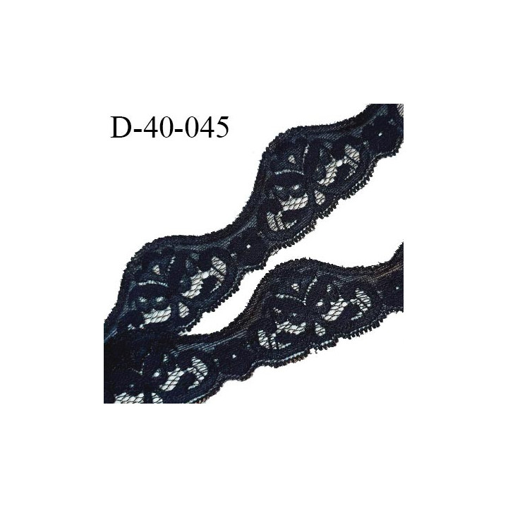 Dentelle 40 mm synthétique extensible couleur noir largeur 40 mm prix au mètre